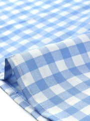 Summer Ruffle Neck Lace Panel Short Sleeve Check Gingham Dress