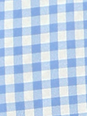 Summer Ruffle Neck Lace Panel Short Sleeve Check Gingham Dress