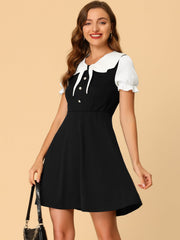 50s Lolita Contrast Color Peter Pan Collar Dress