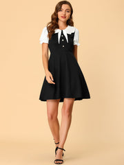 50s Lolita Contrast Color Peter Pan Collar Dress