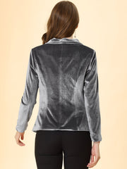 Shawl Collar Single Button Velvet Solid Office Work Jacket Blazer