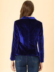 Solid Shawl Collar Single Button Velvet Blazer