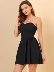 Strapless Sweetheart Neck Fit And Flare Mini Tube Top Dress