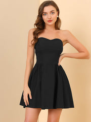 Strapless Sweetheart Neck Fit And Flare Mini Tube Top Dress