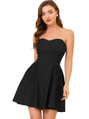Strapless Sweetheart Neck Fit And Flare Mini Tube Top Dress