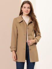 Peter Pan Collar Single Breasted Winter Outwear Buttoned Long Coat