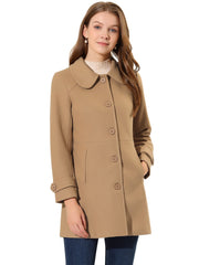Peter Pan Collar Single Breasted Winter Outwear Buttoned Long Coat