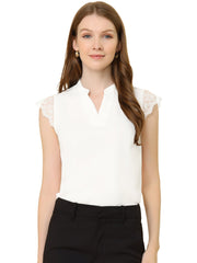 Work Top Office Lace Cap Sleeve Basic Shirt Blouse