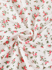 Smocked Crop Top Slim Fit Peasant Floral Blouse