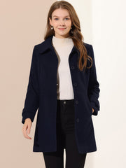 Peter Pan Collar Single Breasted Winter Outwear Buttoned Long Coat