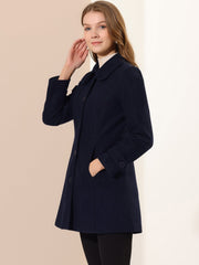 Peter Pan Collar Single Breasted Winter Outwear Buttoned Long Coat
