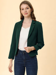 Open Front Office Work Business Crop Suit Blazer Jacket