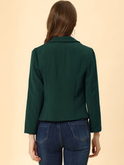 Open Front Office Work Business Crop Suit Blazer Jacket
