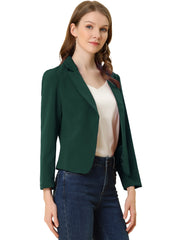 Open Front Office Work Business Crop Suit Blazer Jacket