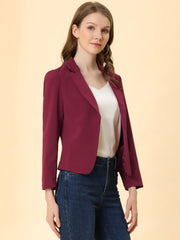 Open Front Office Work Business Crop Suit Blazer Jacket