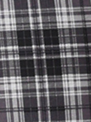 Plaid Cropped Trousers Button Casual Tartan Check Work Pants