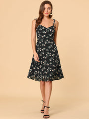 Spaghetti Strap Dress A-Line Smocked Beach Summer Floral Sundress