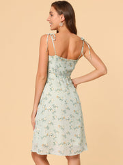 Spaghetti Strap Dress A-Line Smocked Beach Summer Floral Sundress