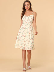 Spaghetti Strap Dress A-Line Smocked Beach Summer Floral Sundress