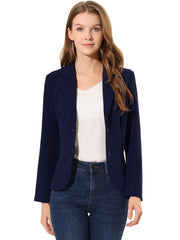 Notched Lapel Collar Stretch Work Office Workwear Jacket Blazer