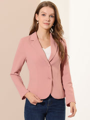 Stretch Notched Lapel Collar Work Office Jacket Blazer