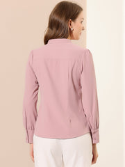 Mandarin Collar Long Sleeve Button Down Office Shirt