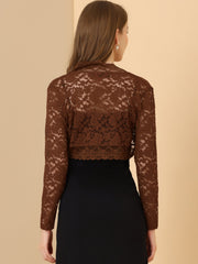 Elegant Sheer Floral Lace Crop Cardigan Bolero Shrug