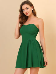 Strapless Sweetheart Neck Fit And Flare Mini Tube Top Dress