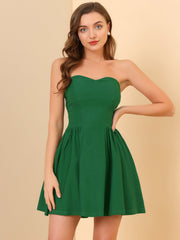 Strapless Sweetheart Neck Fit And Flare Mini Tube Top Dress