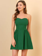 Strapless Sweetheart Neck Fit And Flare Mini Tube Top Dress