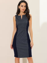 Sheath Striped Work Office Sleeveless Bodycon Pencil Dress