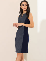 Sheath Striped Work Office Sleeveless Bodycon Pencil Dress