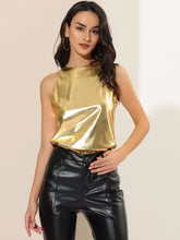 Metallic Sleeveless Shiny Shimmer Party Club Tank Top