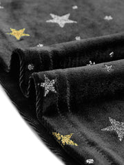 Shiny Stars Print Sleeveless Swing Mini Velvet Dress