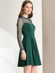 Heart Mesh Sheer Long Sleeve Gothic Cocktail Skater Mini Dress
