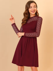 Heart Mesh Sheer Long Sleeve Gothic Cocktail Skater Mini Dress