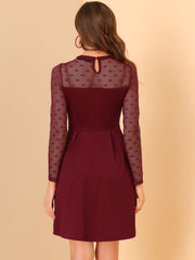 Heart Mesh Sheer Long Sleeve Gothic Cocktail Skater Mini Dress