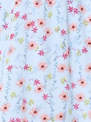 Midi Smocked Cap Short Sleeve Floral Fit and Flare Dress