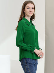 Sweet Ruffle Peter Pan Collar Long Sleeve Button Up Shirt