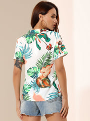 Hawaiian Floral Leaves Tropical Button Down Shirt