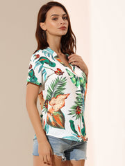 Hawaiian Floral Leaves Tropical Button Down Shirt