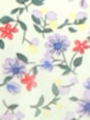 Long Sleeve V Neck Elastic Waist Ruffle Hem Chiffon Floral Dress