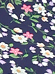 Long Sleeve V Neck Elastic Waist Ruffle Hem Chiffon Floral Dress