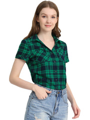 Cotton Classic Button Down Plaid Short Sleeve Shirt