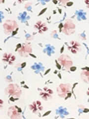 Floral Crew Neck Ruched Sleeve Casual Blouse