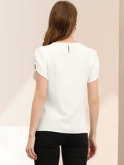 Cutout Round Neck Cap Sleeve Casual Top