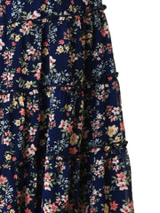 Ruffle Boho Chiffon Floral Printed Long Tiered Midi Skirt