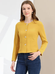 Fall Casual Jacket Elegant Button Front Work Office Blazer