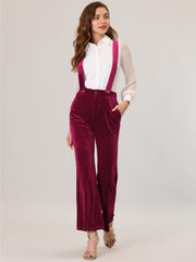 Velvet Wide Leg Retro Shiny Glitter Overalls Jumpsuits Pants