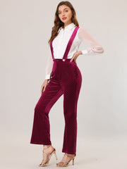 Velvet Wide Leg Retro Shiny Glitter Overalls Jumpsuits Pants